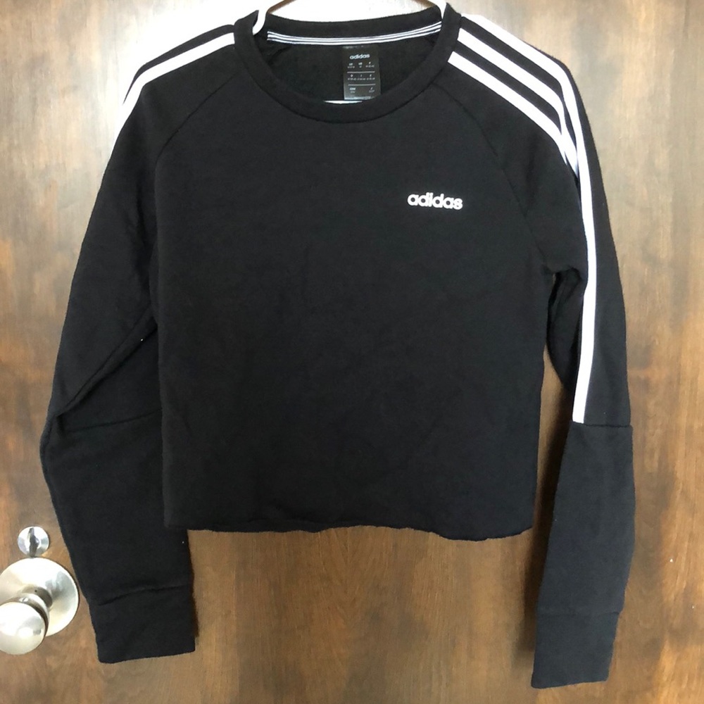 Cropped Black Adidas Crewneck Sweatshirt